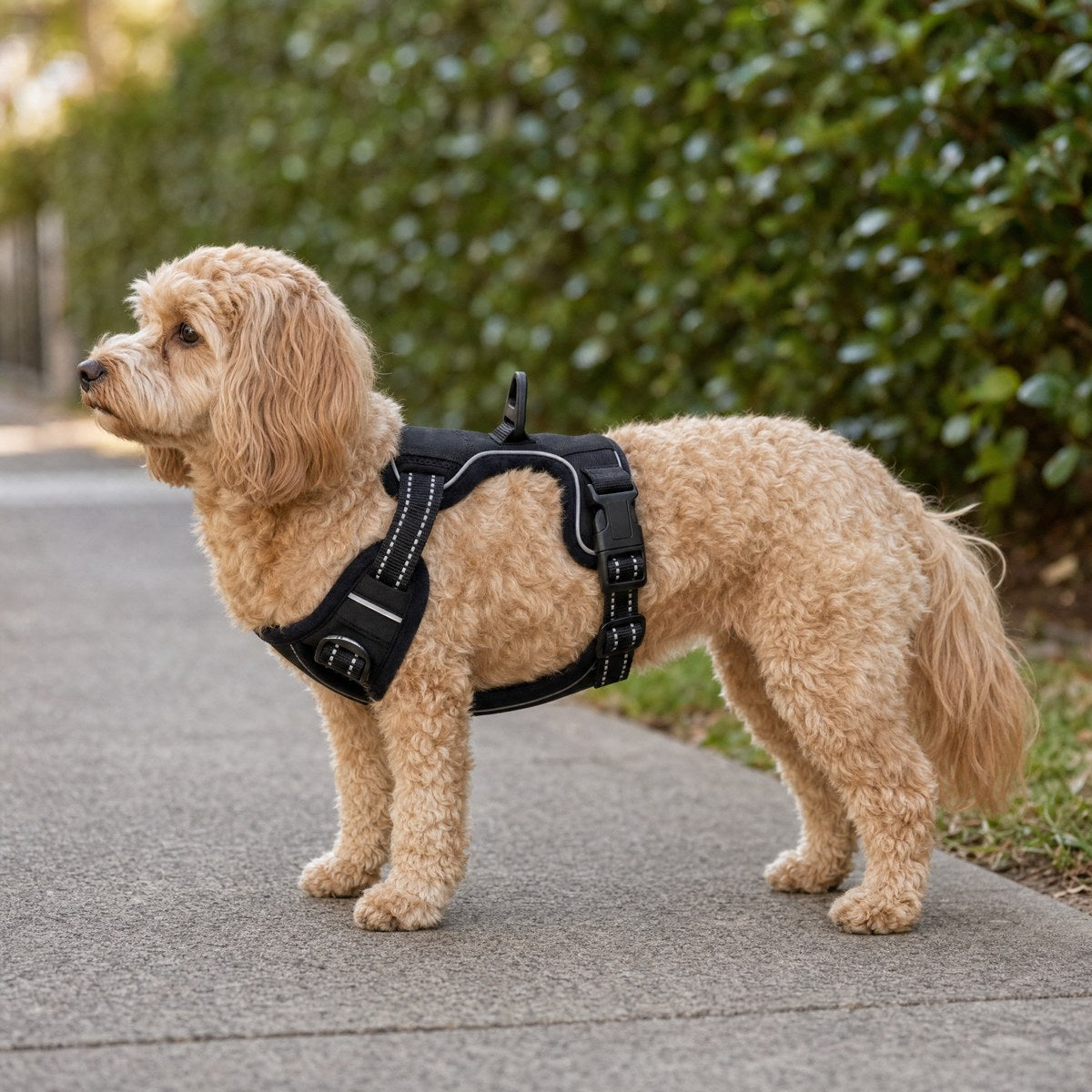 Cavoodle wearing the No-Pull Adventure Harness